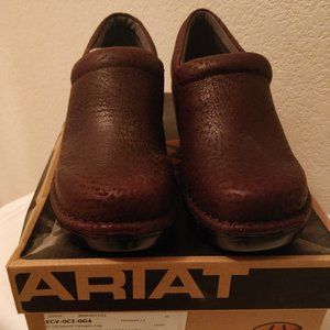 ARIAT DAWSON WOMEN'S LEATHER CLOGS BROWN MAHOGANY 7½ 7.5 38 BRAND NEW